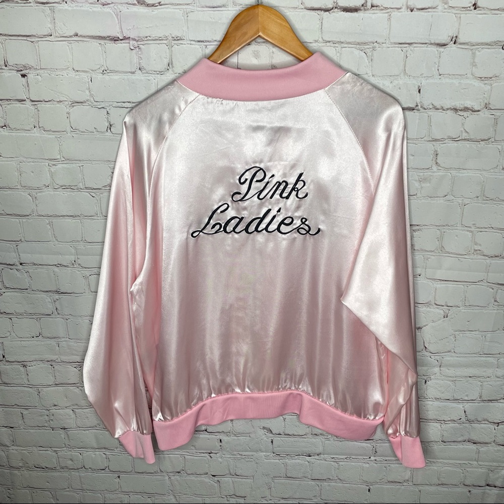Pink Ladies Satin Bomber Jacket - Pink
